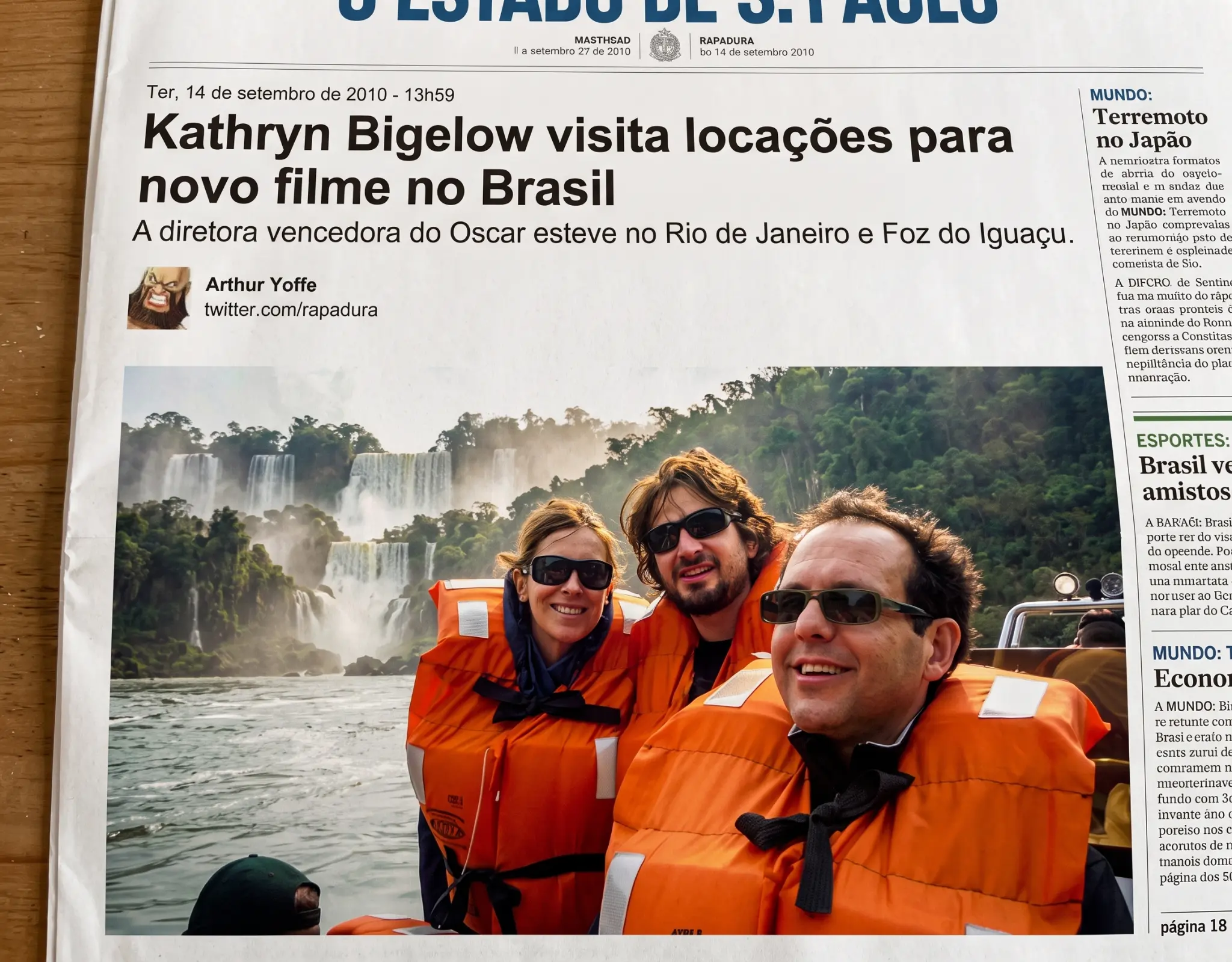 Visita de locação de Triple Frontier com Kathryn Bigelow